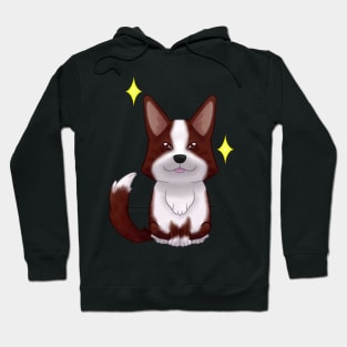 Dark red Cardigan corgi Hoodie